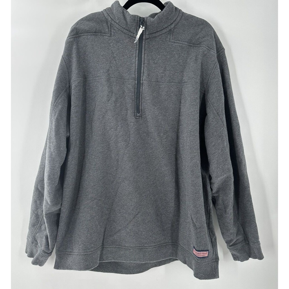 Mens Vineyard Vines Preppy Quarter 1/4 Zip Sweatshirt XXL Gray Long Sleeve